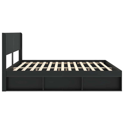 Bedframe met opbergruimte en hoofdbord Zwart 180 x 200 cm