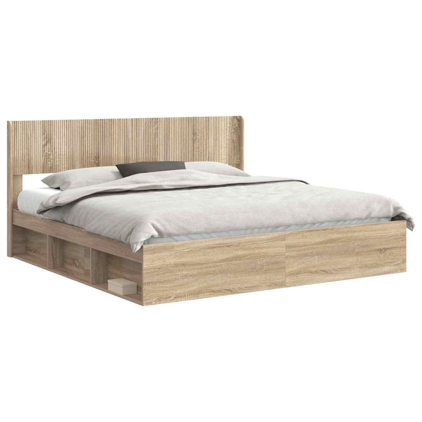 Bedframe met opbergruimte en hoofdbord Sonoma Eiken