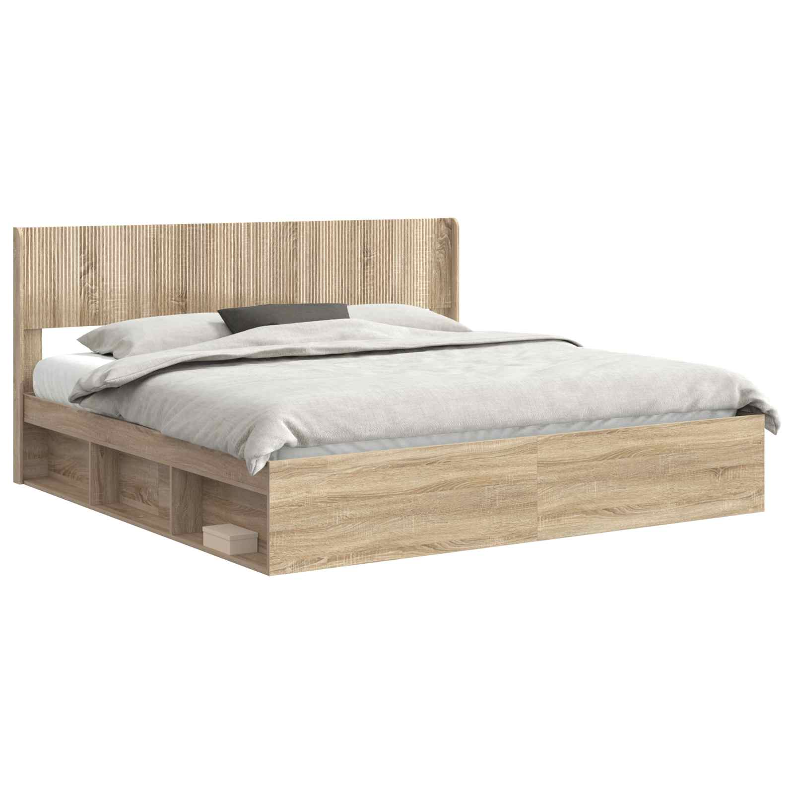 Bedframe met opbergruimte en hoofdbord Sonoma Eiken