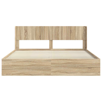 Bedframe met opbergruimte en hoofdbord Sonoma Eiken