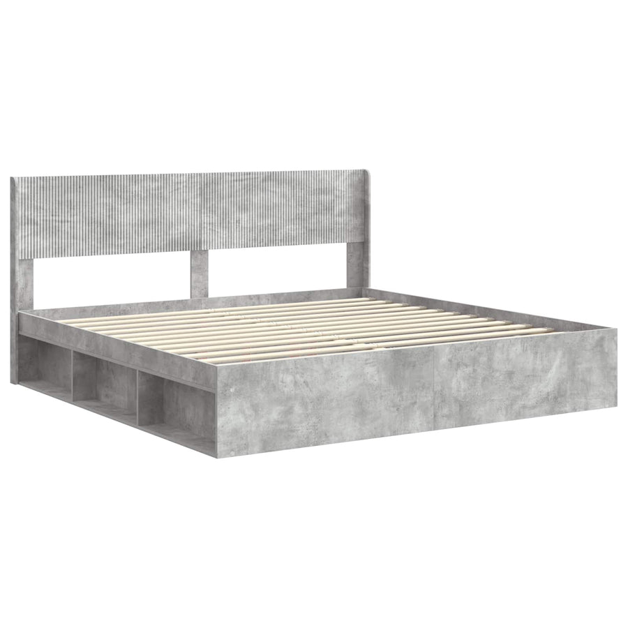 Bedframe met opbergruimte en hoofdbord Betongrijs 180 x 200 cm