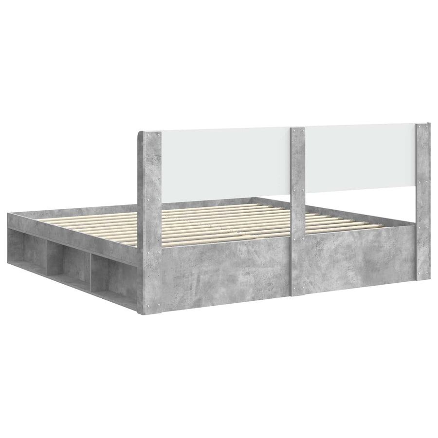 Bedframe met opbergruimte en hoofdbord Betongrijs 180 x 200 cm