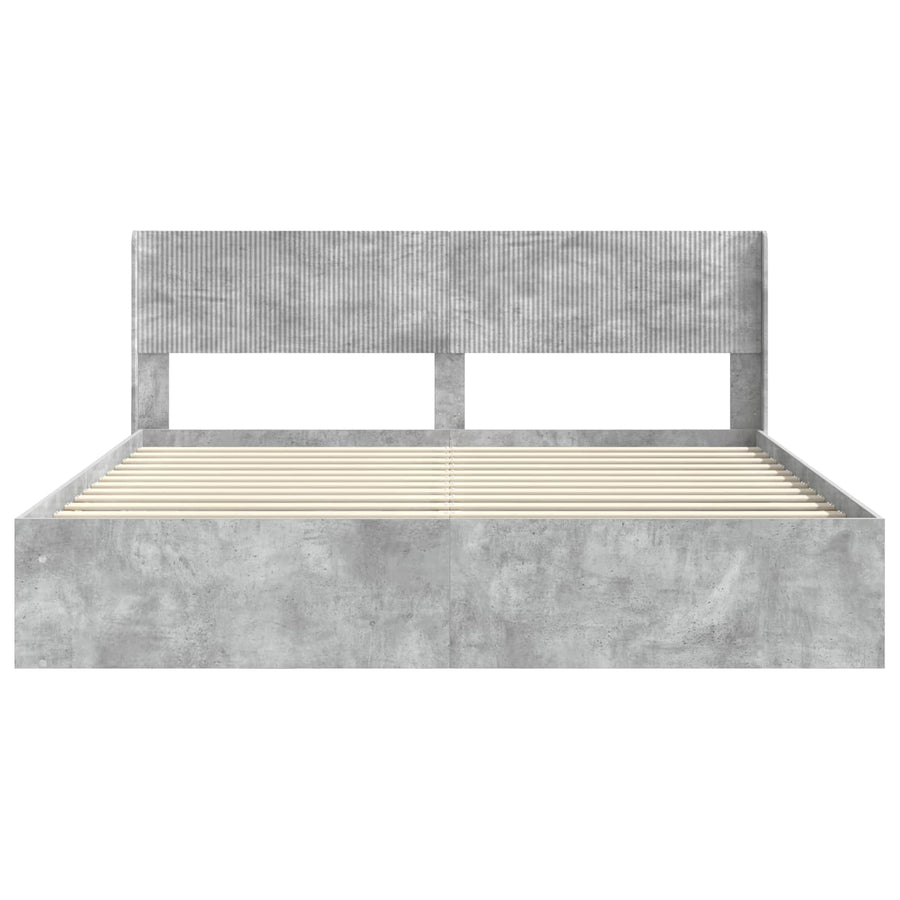 Bedframe met opbergruimte en hoofdbord Betongrijs 180 x 200 cm