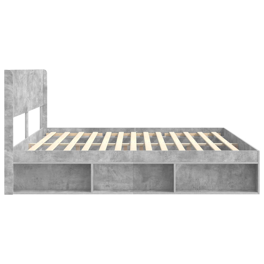 Bedframe met opbergruimte en hoofdbord Betongrijs 180 x 200 cm