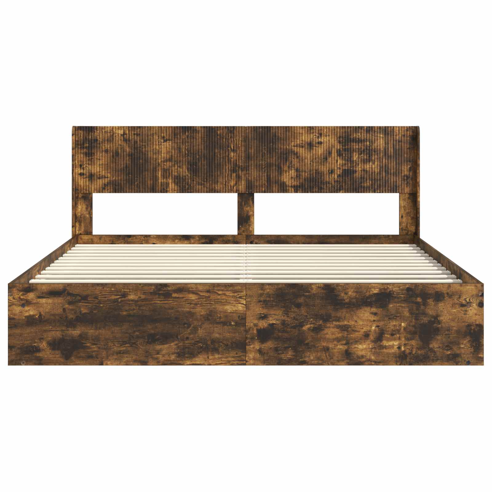 Bedframe met opbergruimte en hoofdbord Gerookt eiken