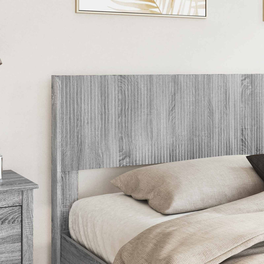 Bedframe met opbergruimte en hoofdbord Grijs Sonoma