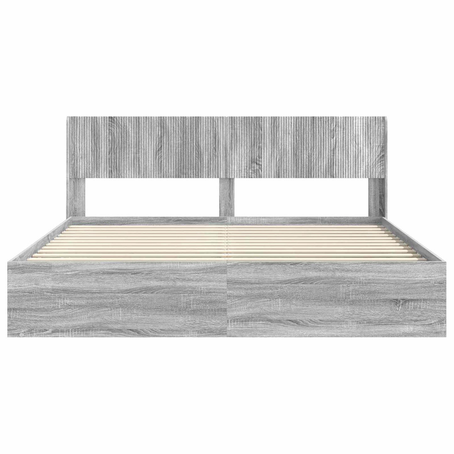 Bedframe met opbergruimte en hoofdbord Grijs Sonoma