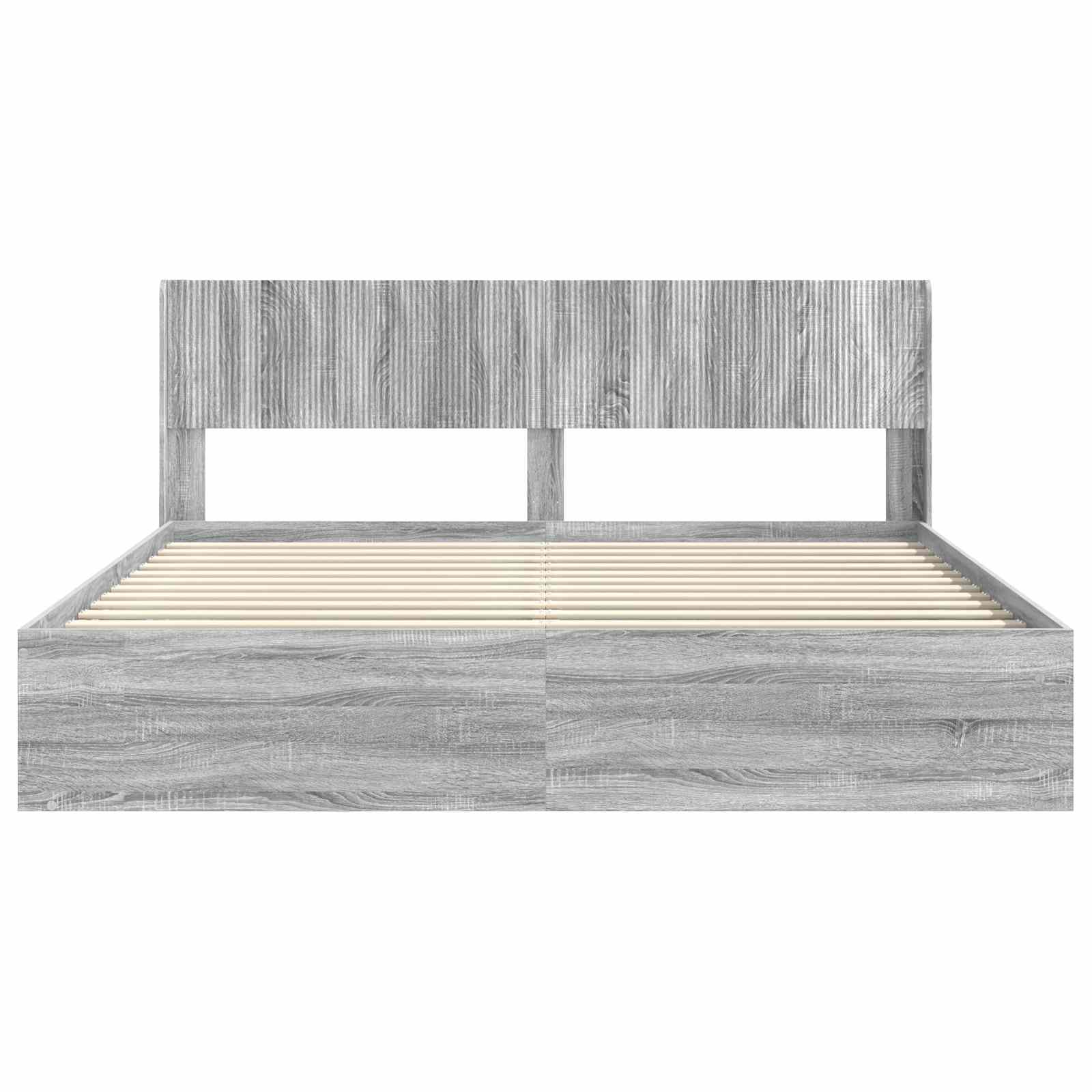 Bedframe met opbergruimte en hoofdbord Grijs Sonoma