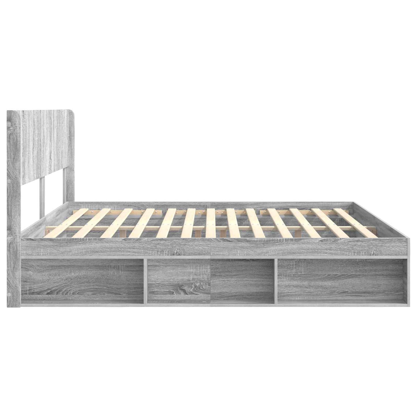 Bedframe met opbergruimte en hoofdbord Grijs Sonoma