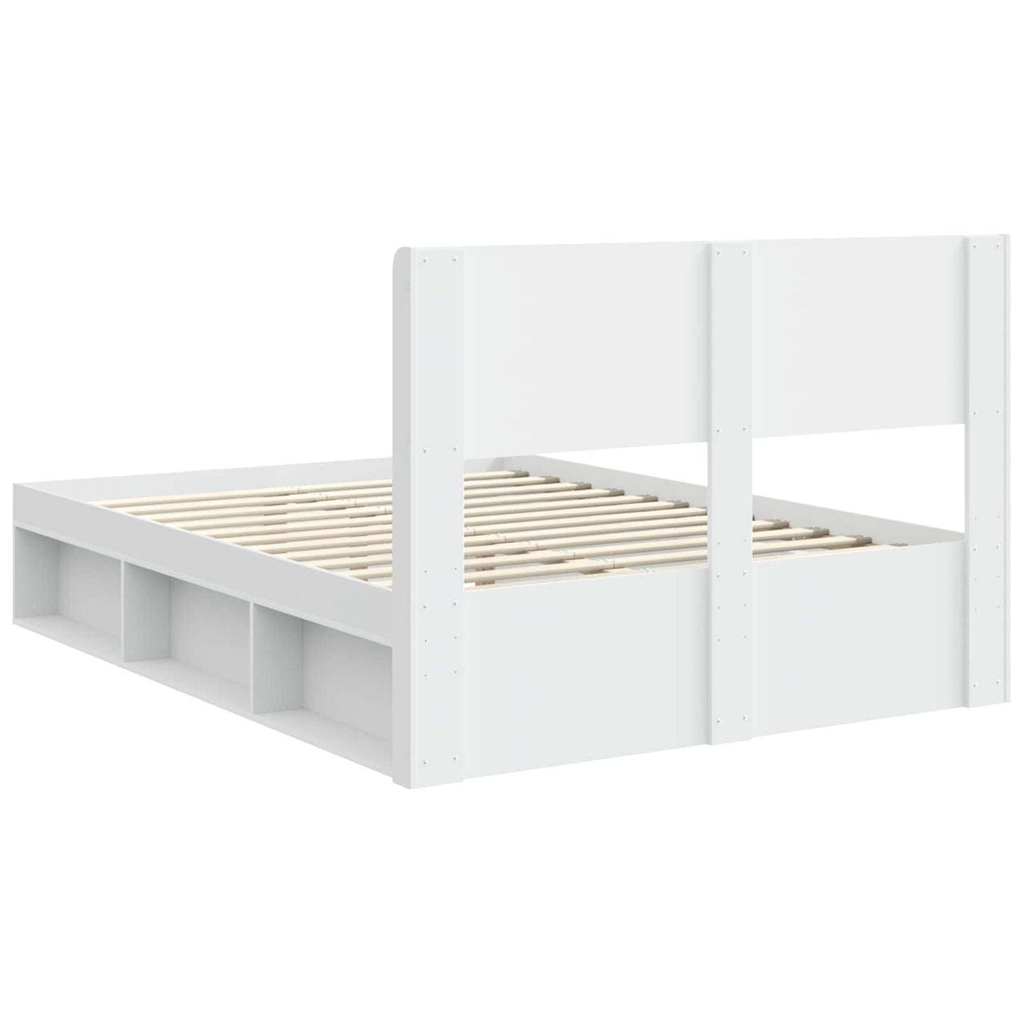 Bedframe met opbergruimte en hoofdbord Wit 160 x 200 cm