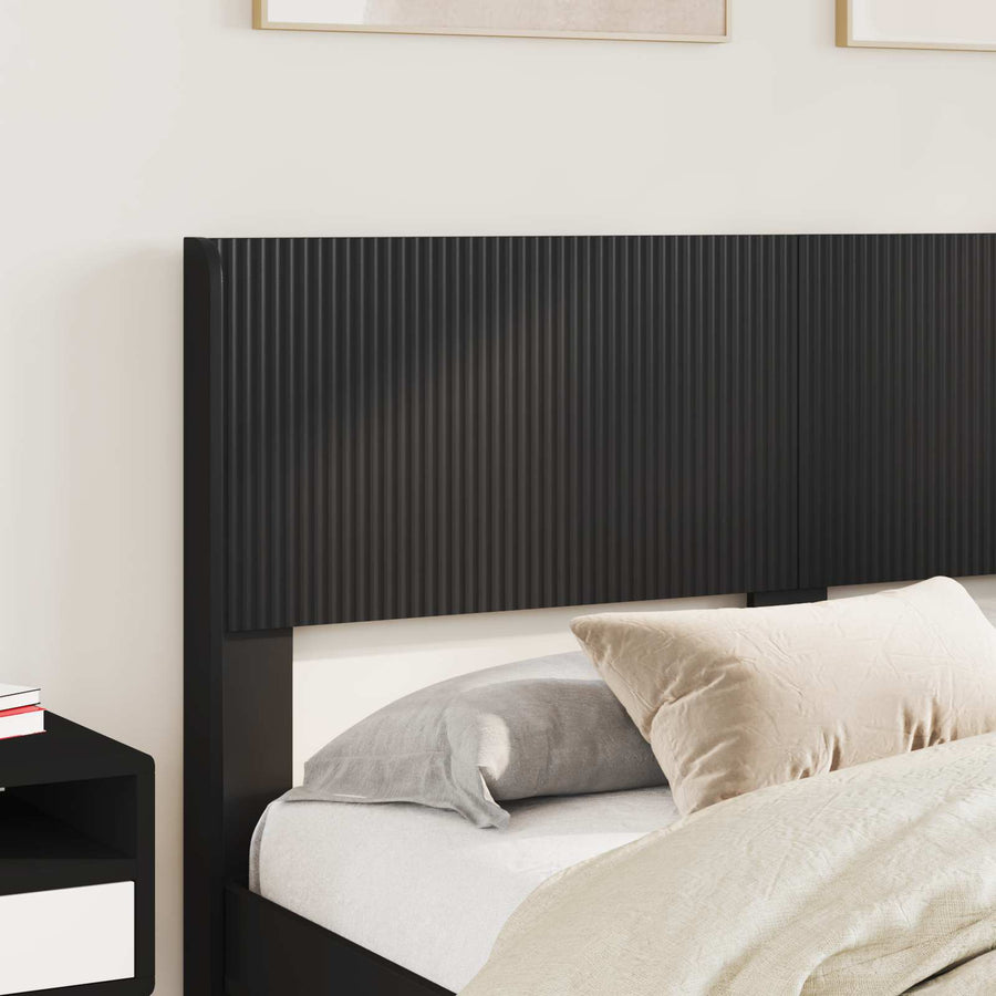 Bedframe met opbergruimte en hoofdbord Zwart 160 x 200 cm