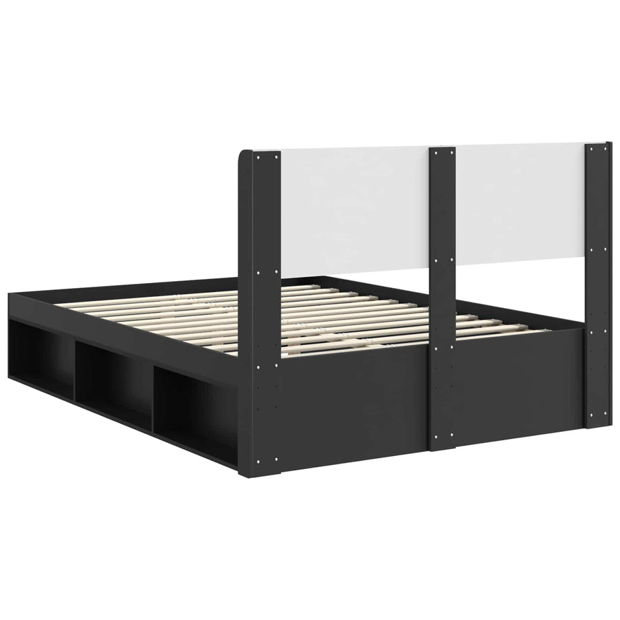 Bedframe met opbergruimte en hoofdbord Zwart 160 x 200 cm