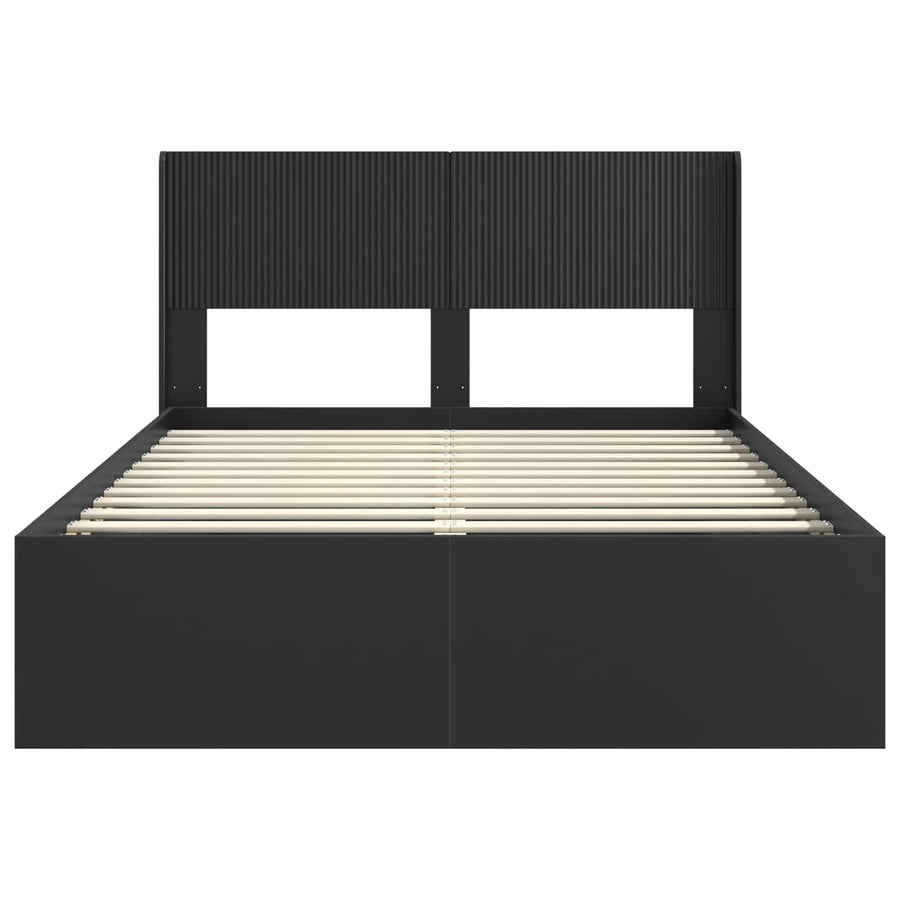Bedframe met opbergruimte en hoofdbord Zwart 160 x 200 cm