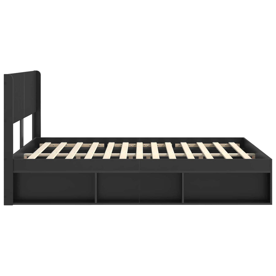 Bedframe met opbergruimte en hoofdbord Zwart 160 x 200 cm