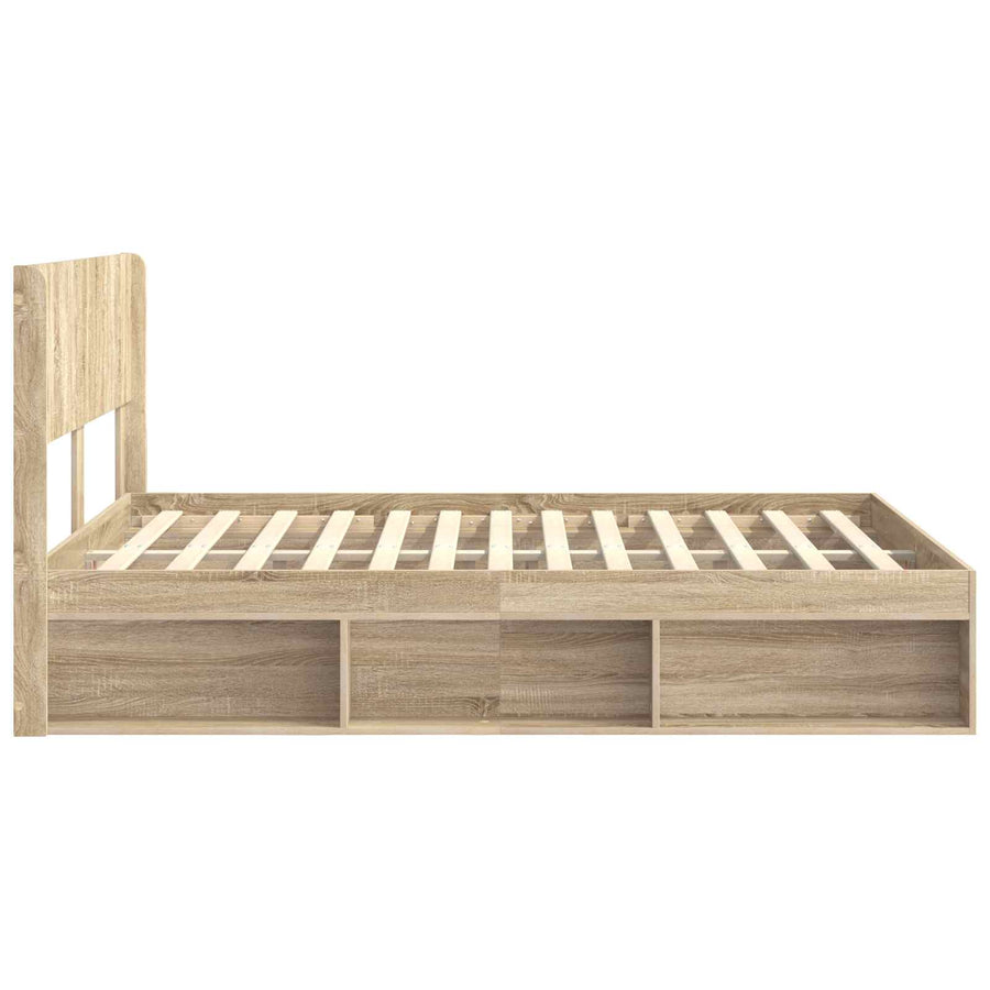 Bedframe met opbergruimte en hoofdbord Sonoma Eiken