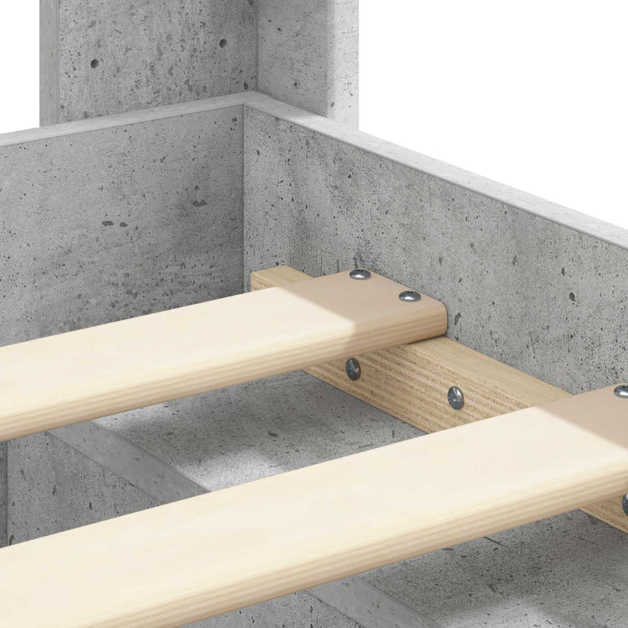 Bedframe met opbergruimte en hoofdbord Betongrijs 160 x 200 cm