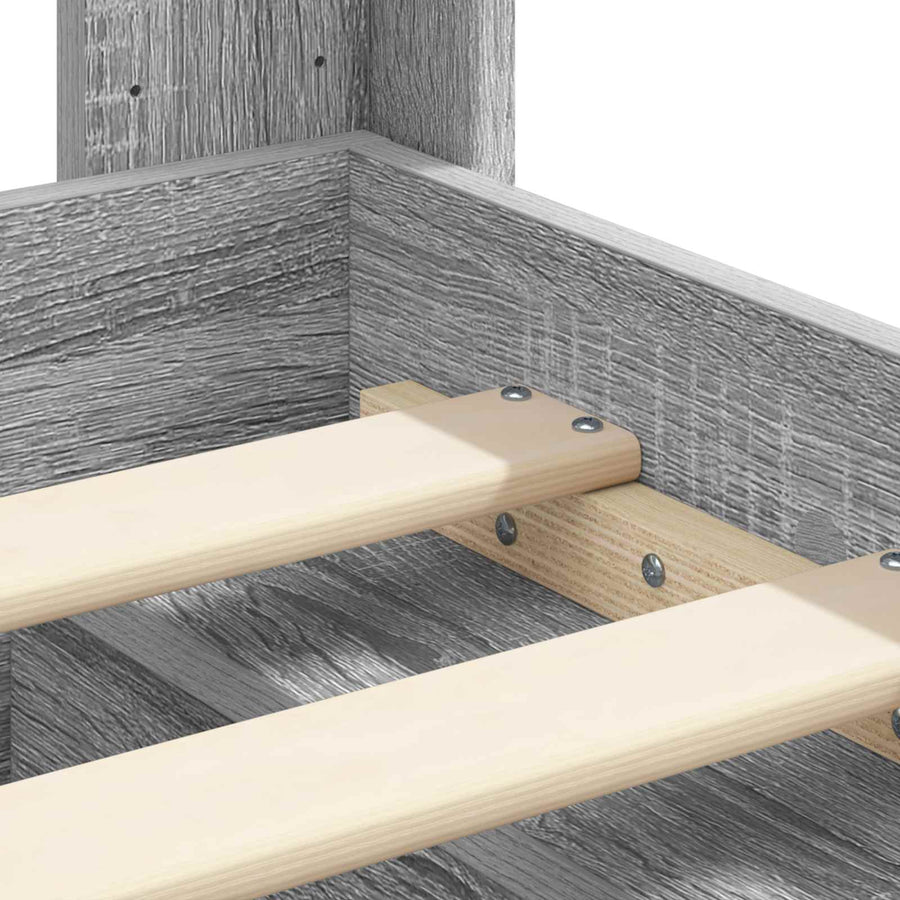 Bedframe met opbergruimte en hoofdbord Grijs Sonoma