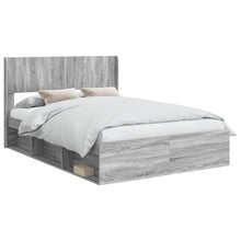Bedframe met opbergruimte en hoofdbord Grijs Sonoma