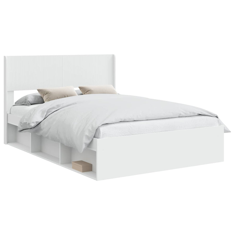 Bedframe met opbergruimte en hoofdbord Wit 150 x 200 cm