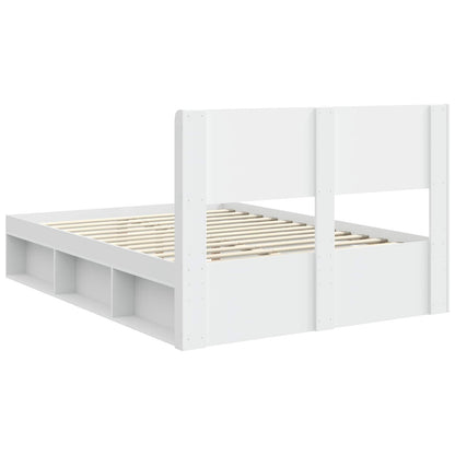 Bedframe met opbergruimte en hoofdbord Wit 150 x 200 cm