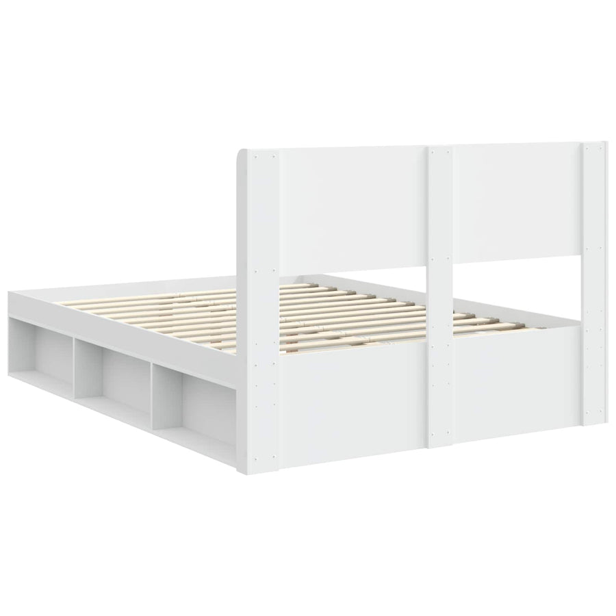 Bedframe met opbergruimte en hoofdbord Wit 150 x 200 cm