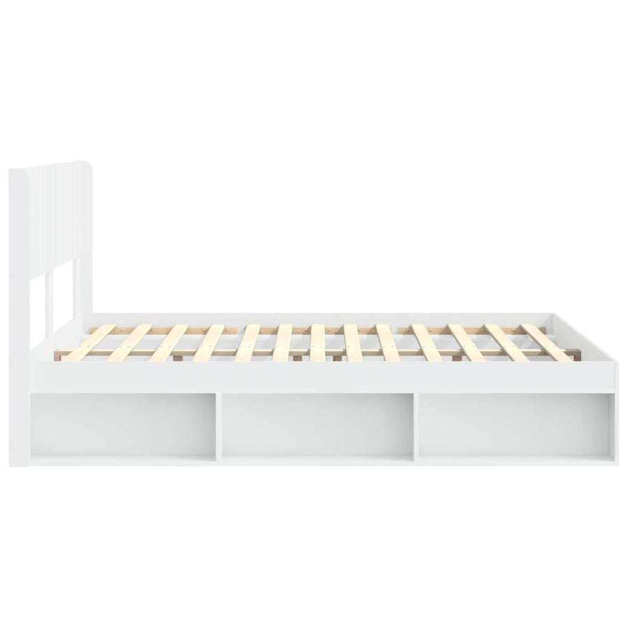 Bedframe met opbergruimte en hoofdbord Wit 150 x 200 cm