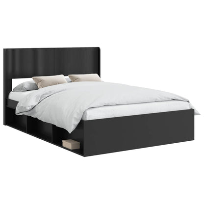 Bedframe met opbergruimte en hoofdbord Zwart 150 x 200 cm