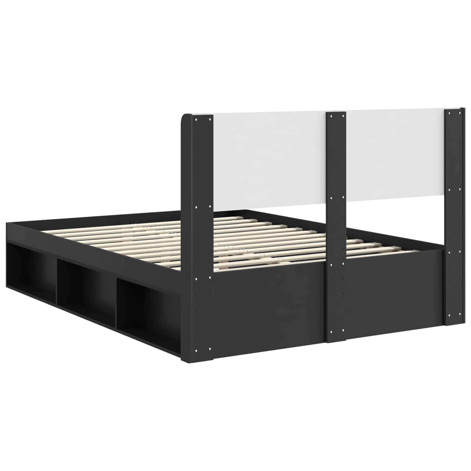 Bedframe met opbergruimte en hoofdbord Zwart 150 x 200 cm