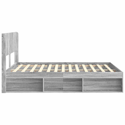 Bedframe met opbergruimte en hoofdbord Grijs Sonoma
