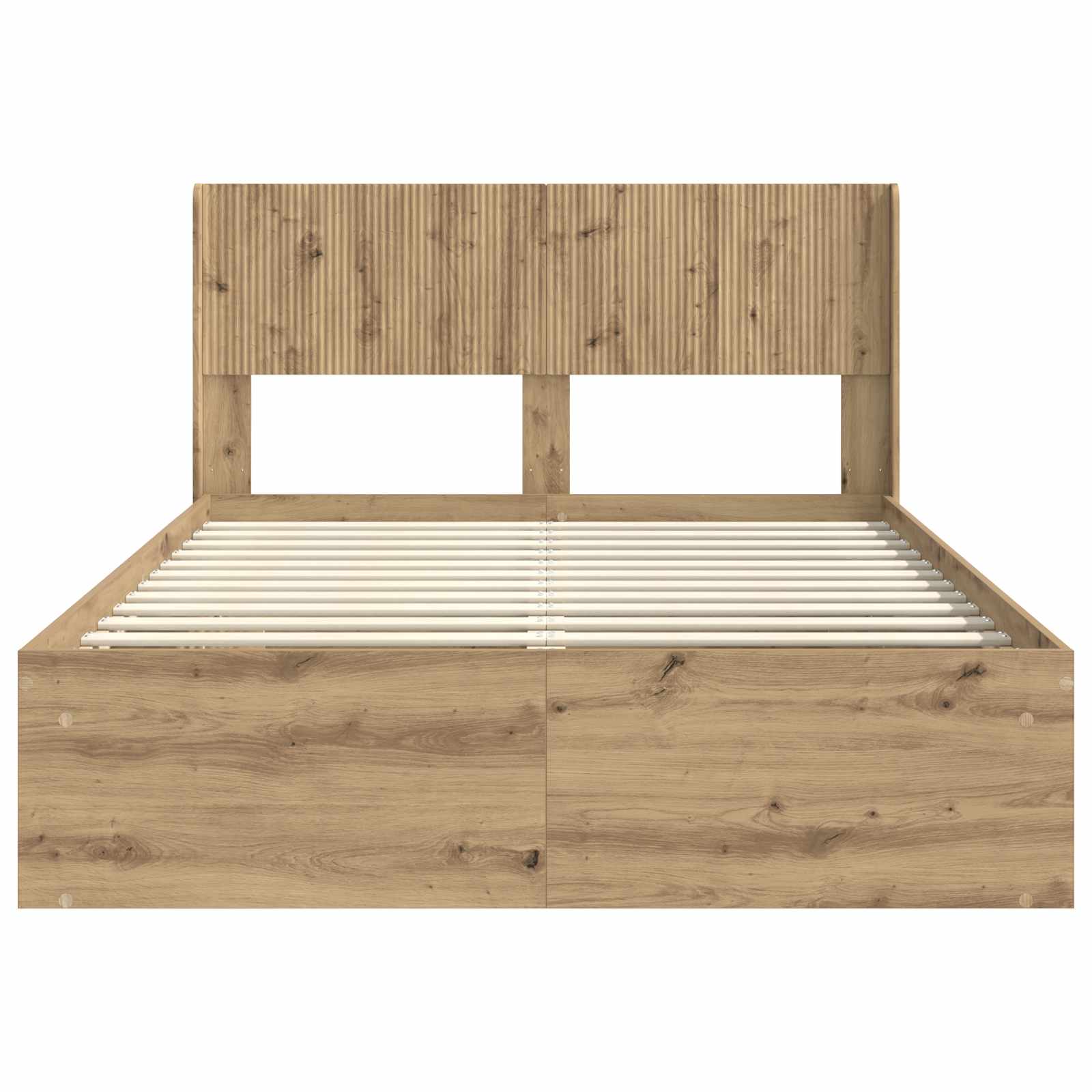 Bedframe met opbergruimte en hoofdbord Artisanaal eiken