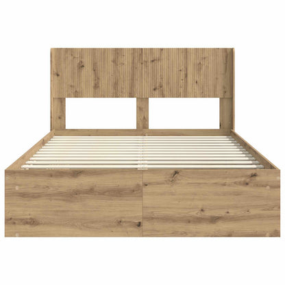 Bedframe met opbergruimte en hoofdbord Artisanaal eiken