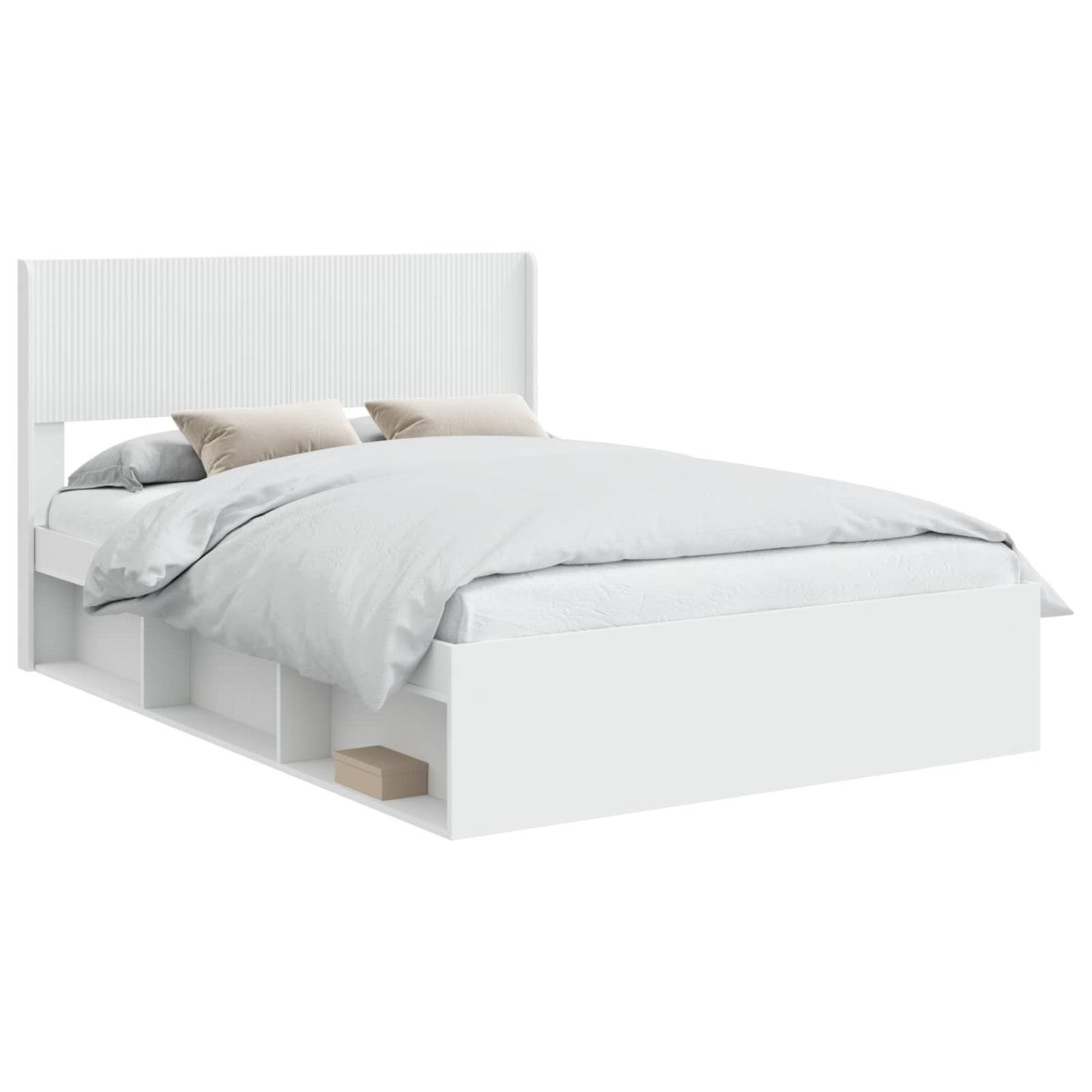 Bedframe met opbergruimte en hoofdbord Wit 140 x 200 cm