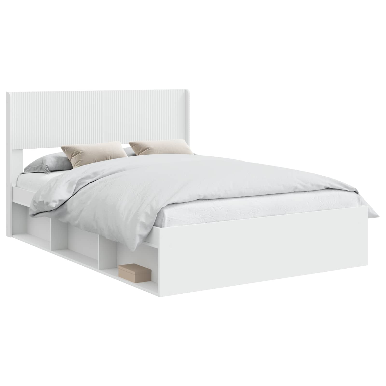Bedframe met opbergruimte en hoofdbord Wit 140 x 200 cm