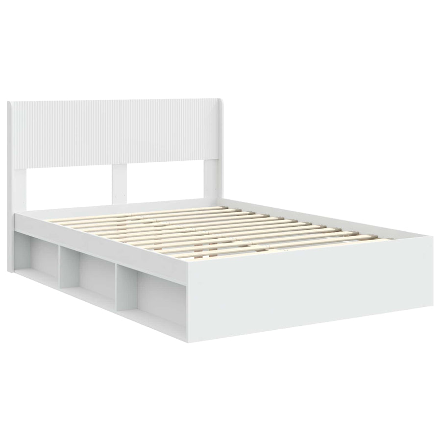 Bedframe met opbergruimte en hoofdbord Wit 140 x 200 cm