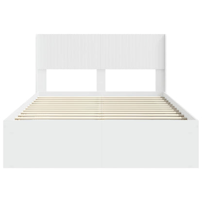 Bedframe met opbergruimte en hoofdbord Wit 140 x 200 cm