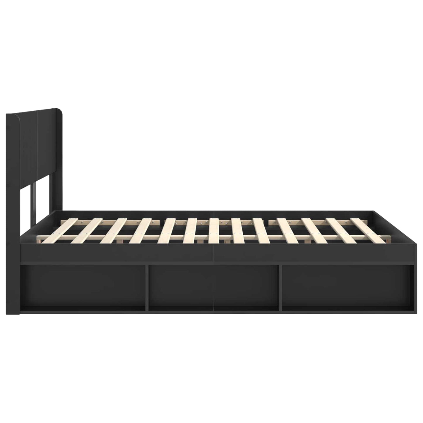 Bedframe met opbergruimte en hoofdbord Zwart 140 x 200 cm