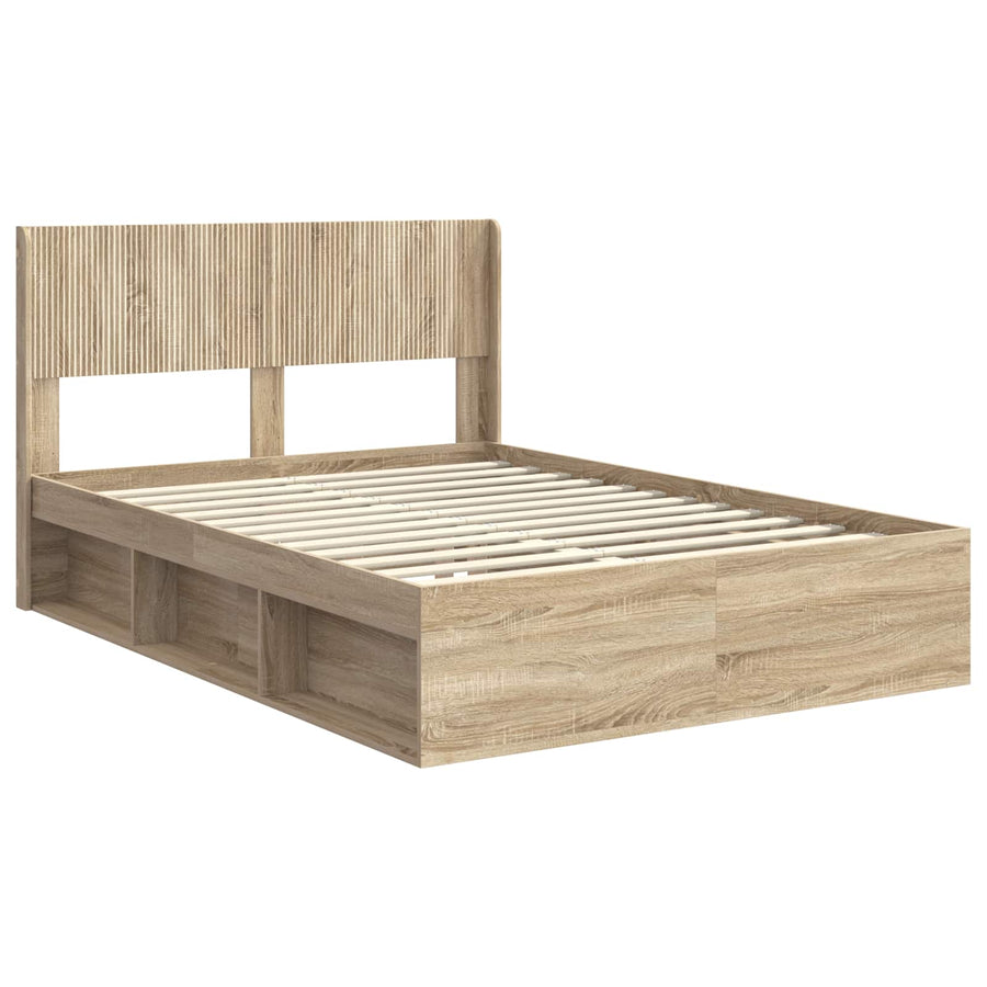 Bedframe met opbergruimte en hoofdbord Sonoma Eiken