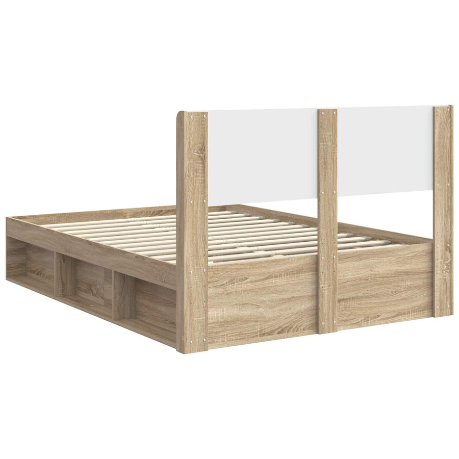 Bedframe met opbergruimte en hoofdbord Sonoma Eiken