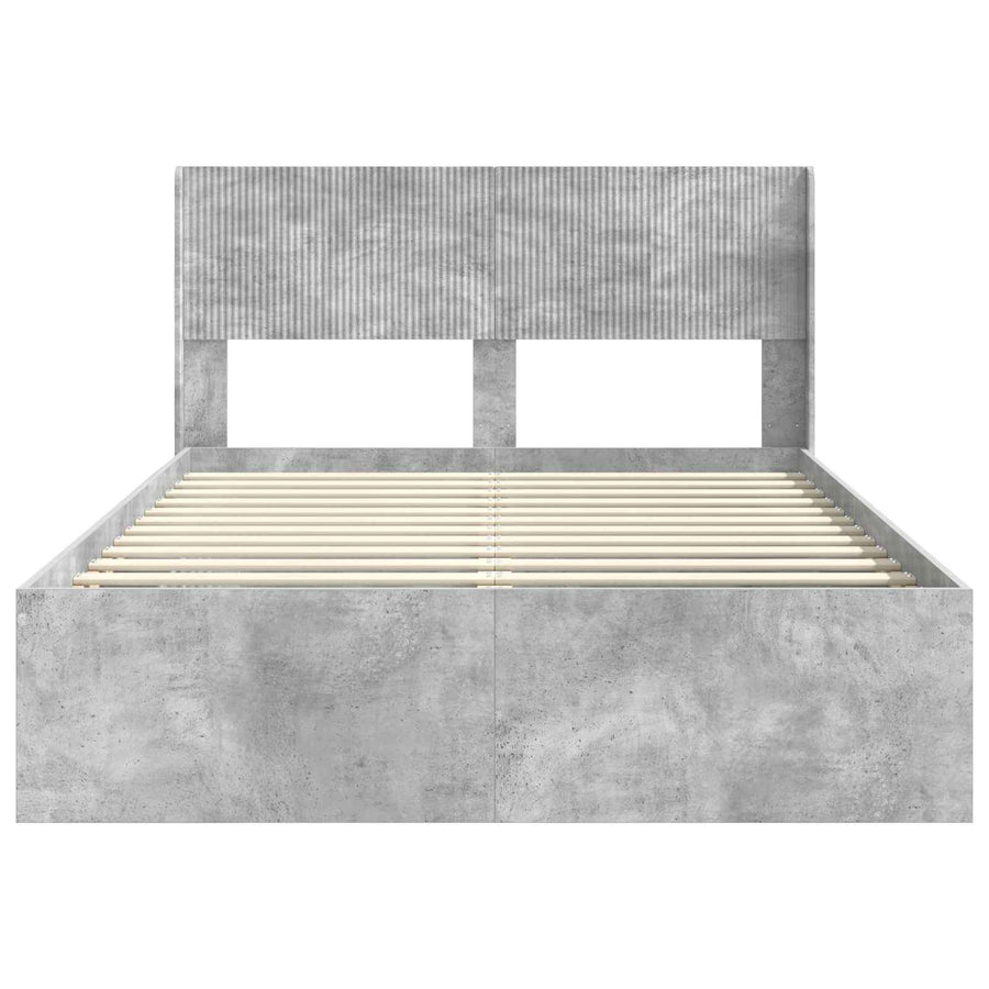 Bedframe met opbergruimte en hoofdbord Betongrijs 140 x 200 cm