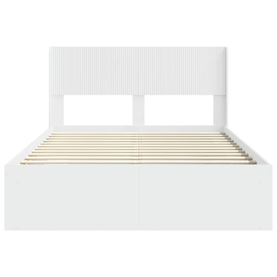 Bedframe met opbergruimte en hoofdbord Wit 140 x 190 cm