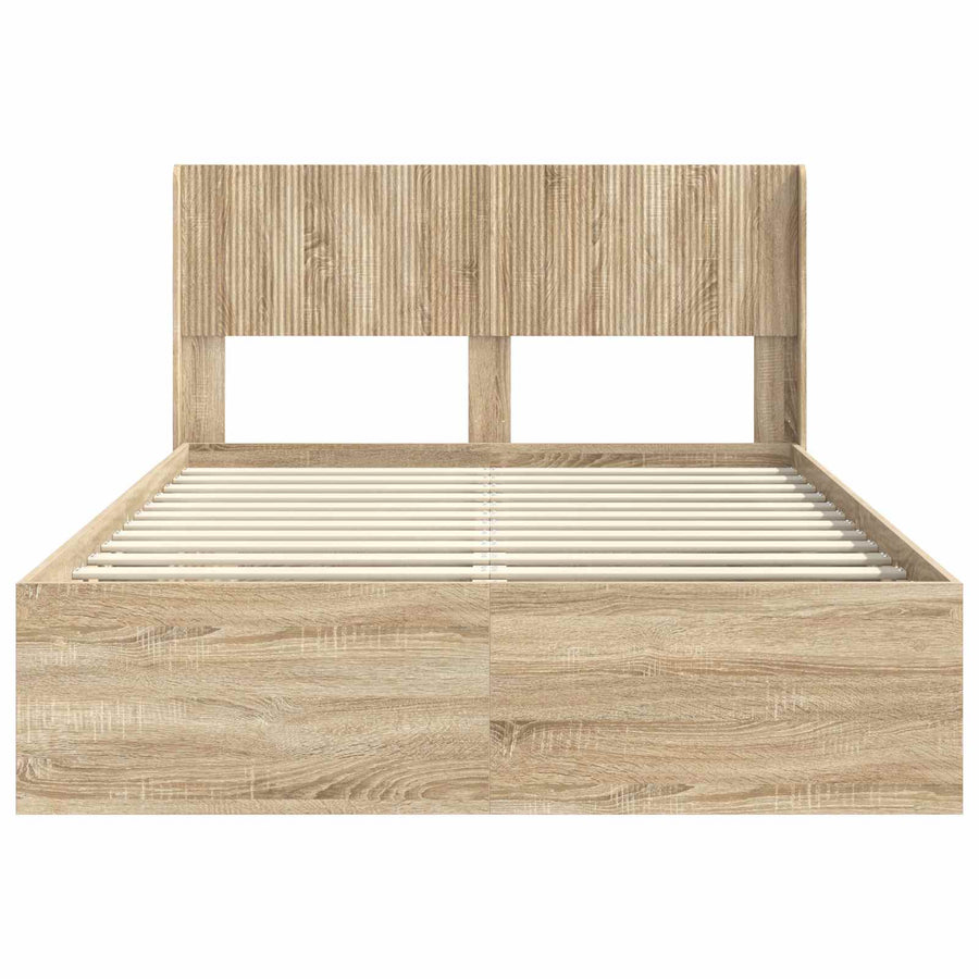 Bedframe met opbergruimte en hoofdbord Sonoma Eiken