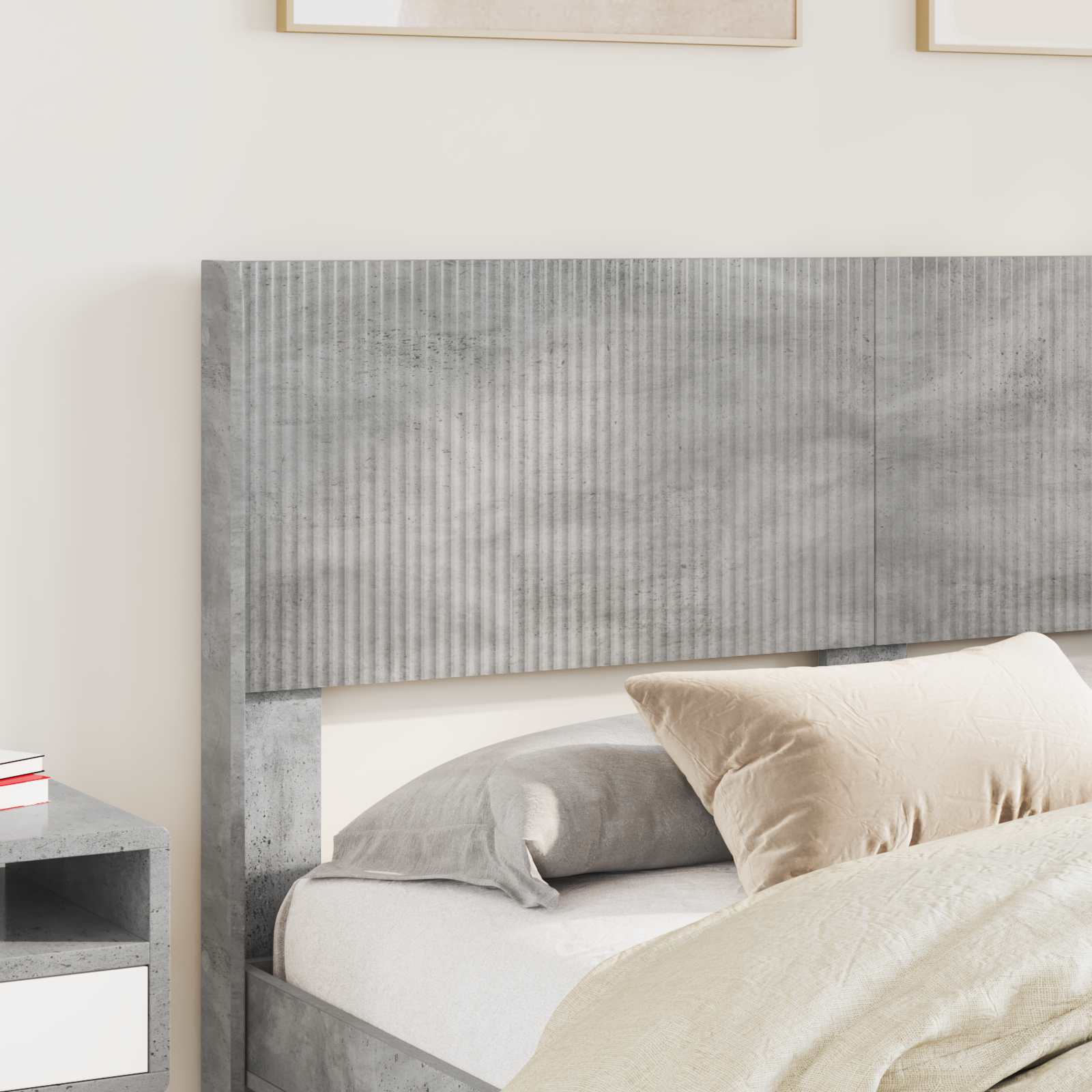 Bedframe met opbergruimte en hoofdbord Betongrijs 140 x 190 cm