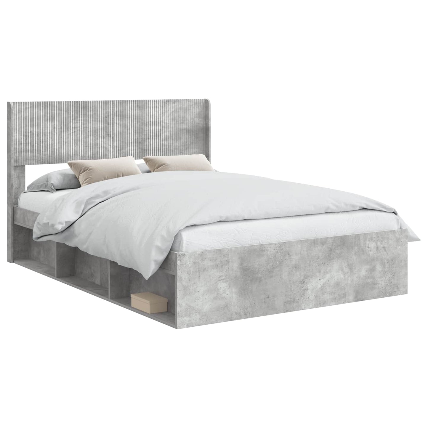 Bedframe met opbergruimte en hoofdbord Betongrijs 140 x 190 cm