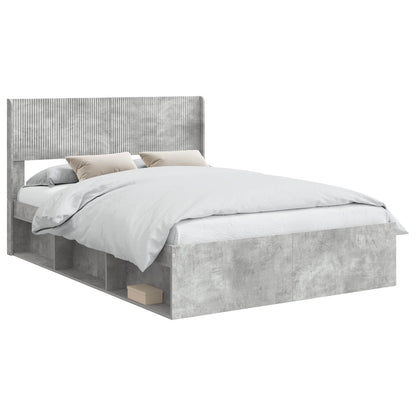 Bedframe met opbergruimte en hoofdbord Betongrijs 140 x 190 cm