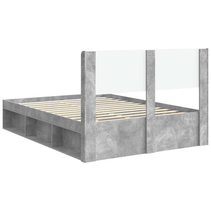Bedframe met opbergruimte en hoofdbord Betongrijs 140 x 190 cm