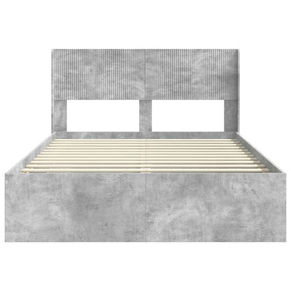 Bedframe met opbergruimte en hoofdbord Betongrijs 140 x 190 cm