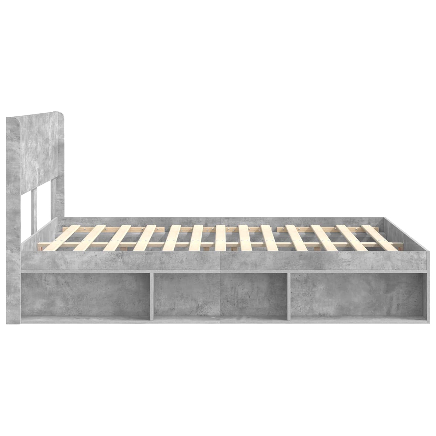 Bedframe met opbergruimte en hoofdbord Betongrijs 140 x 190 cm