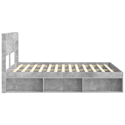Bedframe met opbergruimte en hoofdbord Betongrijs 140 x 190 cm