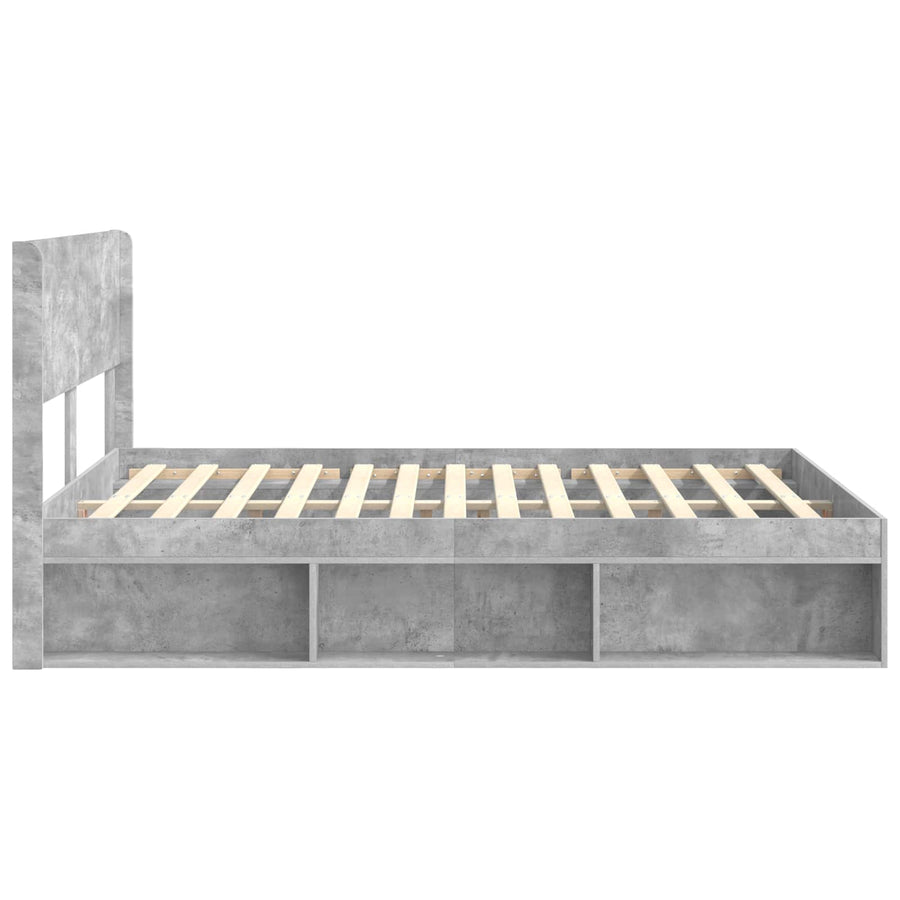 Bedframe met opbergruimte en hoofdbord Betongrijs 140 x 190 cm