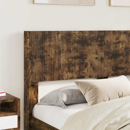 Bedframe met opbergruimte en hoofdbord Gerookt eiken